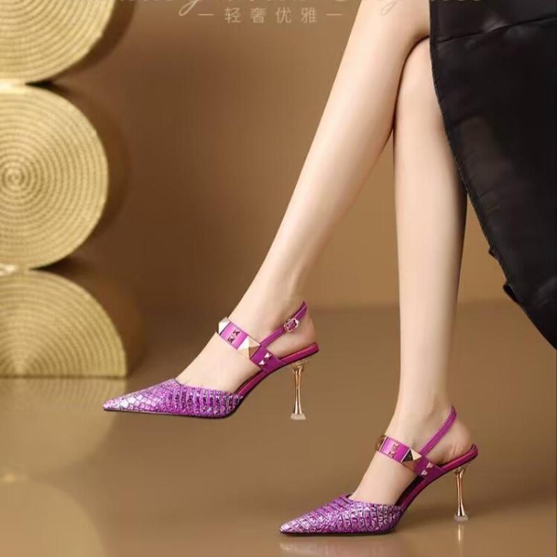 Fashion Venus Chan Pointed Toe Heels for Women 2025 Elegant Party Wine Color Full Diamond Pumps Italian Shoes and Bags Matching Set