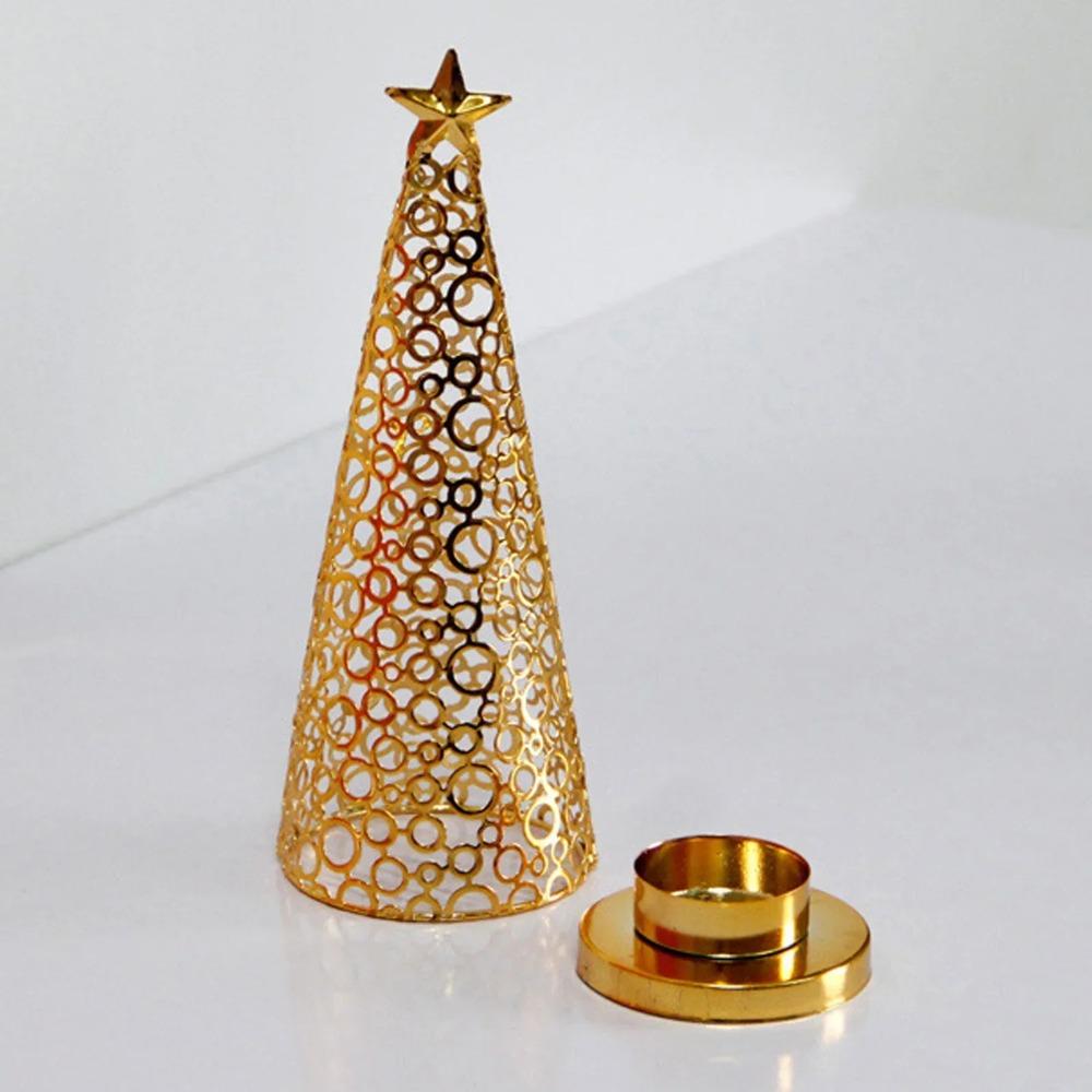 Gold Christmas Tree Candle Holder Hollow Scented Candle Stand Tealight Candle Holder New Year