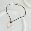 Personalized irregular heart-shaped hollow out Pendant Necklace, simple geometric oval wax rope necklace, everyday versatile neck ornament