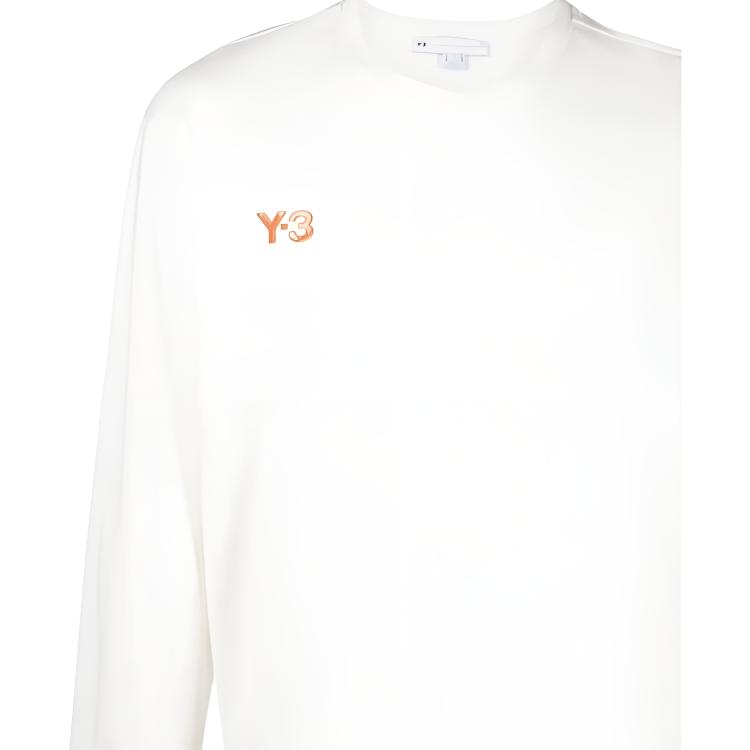 Y-3 FW22 Logo Print Rundhals Langarm T-Shirt Herren Oberteile Weiß HT4733