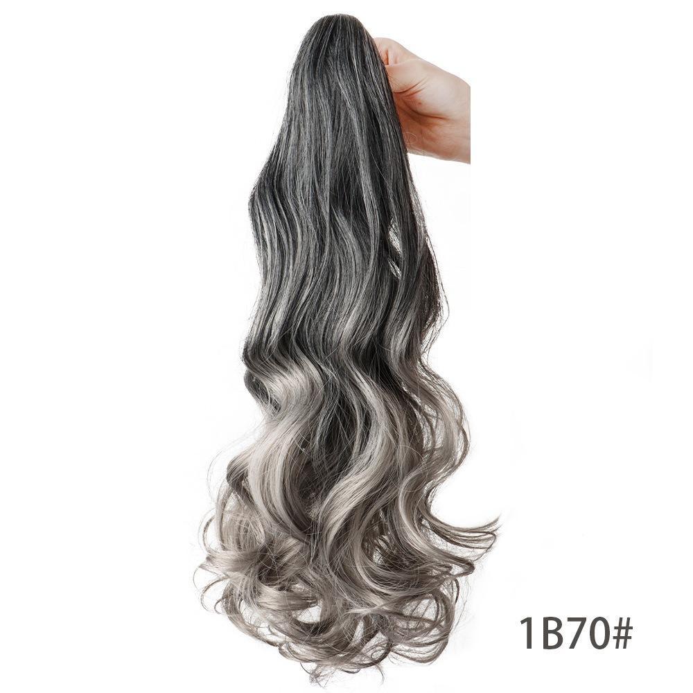 Corn Perm Long Wavy Curly Ponytail Ombre Pony Tail Hairpiece Claw Clip Ponytail Wig Daily