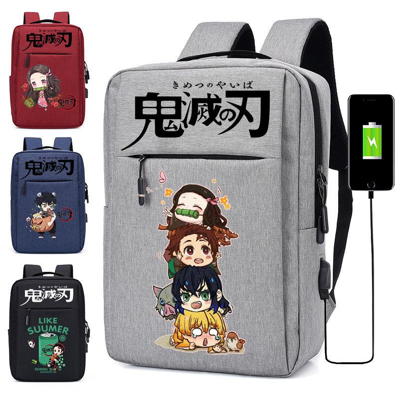 Japan Cartoon Comics Demon Slayer USB Charging Backpack Large Capacity Student Casual Backpack 0004