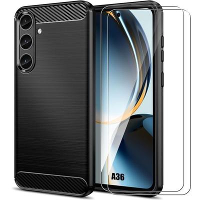 Coque De Protection - BOOLING - Pour Samsung Galaxy A36 5G - Silicone - Fibre Carbone - 2 Verres Trempés