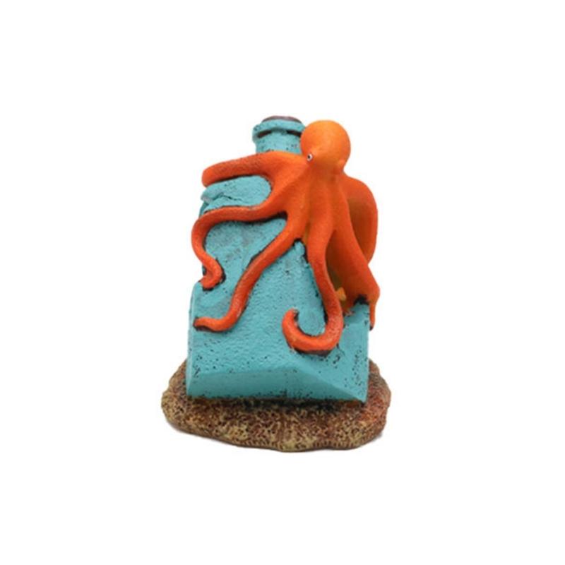 Drifting Bottle Octopuses Aquascaping Stone For Fish Tanks Resin Decorations Safe Lightweight Design