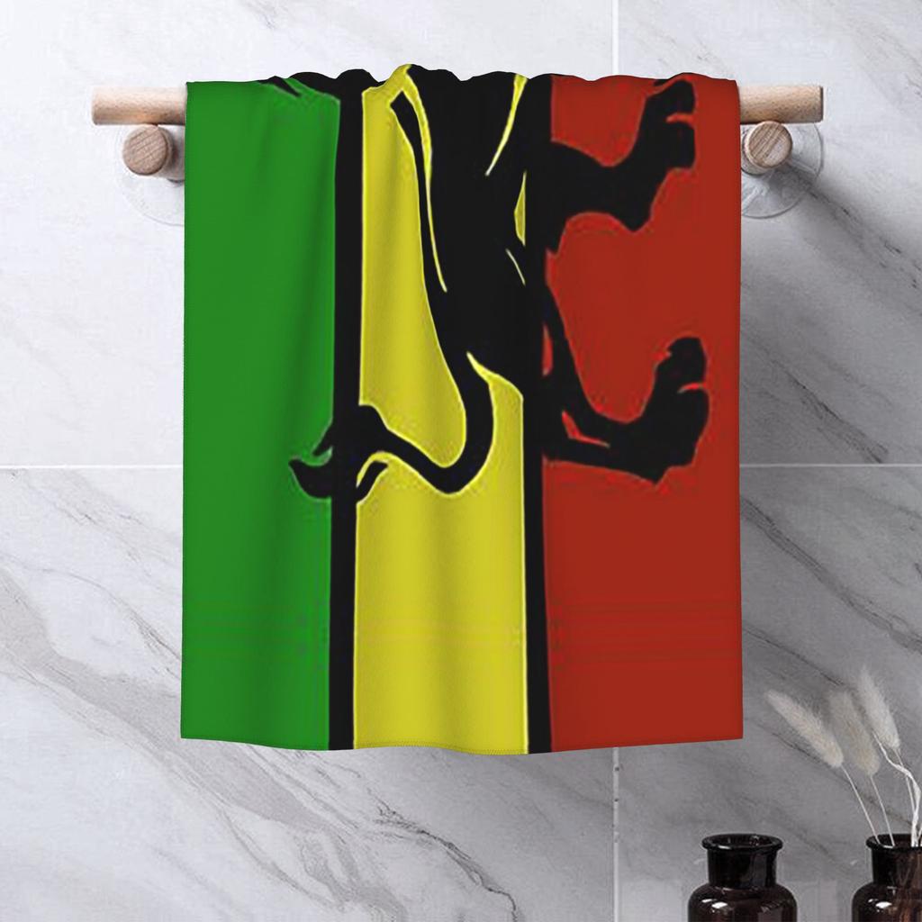 Leu Rasta Negru pe Steagul Rasta Design Reggae Jamaican Prosop de Față Moale Uscare Rapidă Piscină Baie Prosoape din Bumbac Absorbante