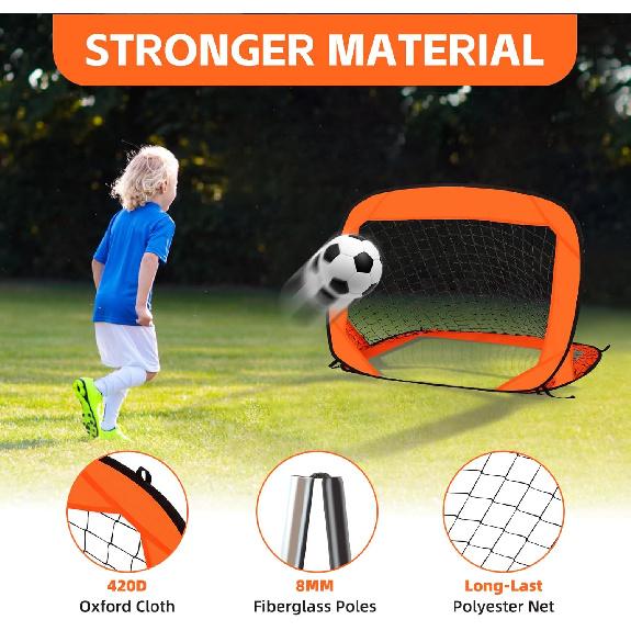 Pop Up Kids Toddler Soccer Goal, 3.3x2.2ft Portable Soccer Goals for Outdoor Indoor, Foldable Backyard Soccer Goal, Mini Soccer Net for Kids with