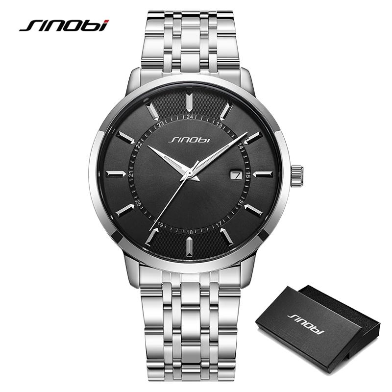 

SINOBI Модные мужские часы Оригинальный дизайн Топ Роскошные Мужские Кварцевые Наручные часы Лучшие Подарки Часы для Мужа чёрный/серебряный