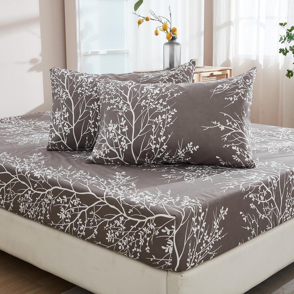 Plant Flower Pattern Bed Hat Three-Piece Digital Printing Bedding Bed Hat Three-Piece Set Children And Adults