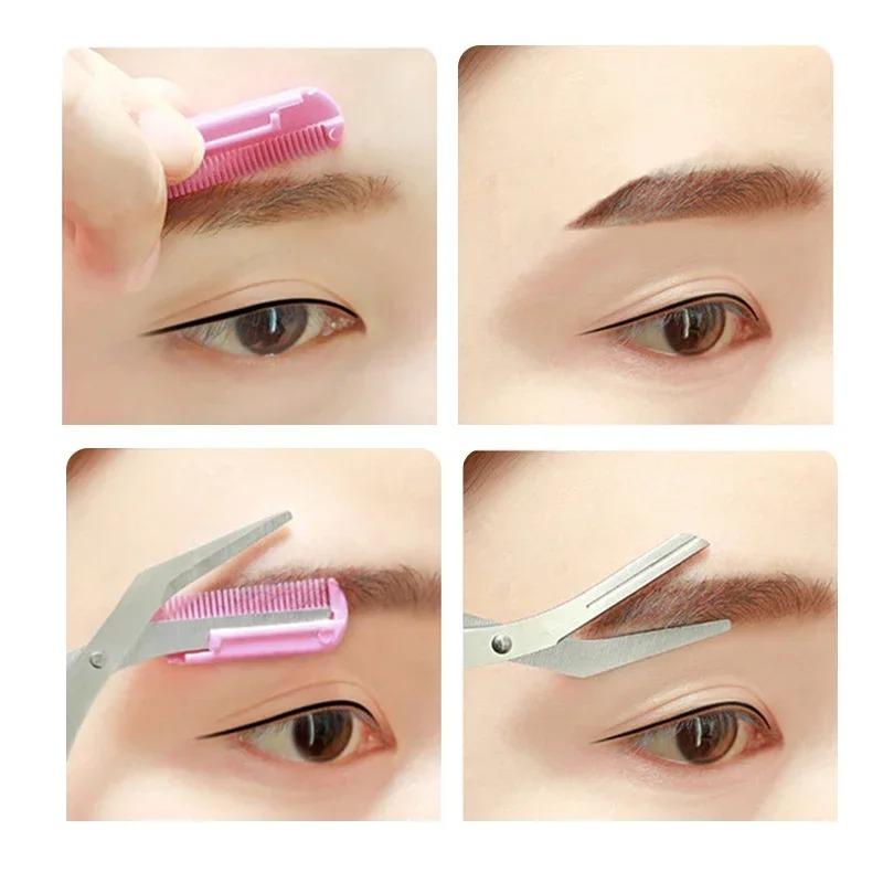 1PC Stainless Steel Eyebrow Scissors With Comb Safe Hair Removal Shaver For Eyebrows Shaping Makeup Tool