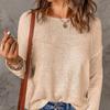 TIFICY Women's Fashion Casual Fall Winter Solid Color Print Long Sleeve O-Neck Sweaters