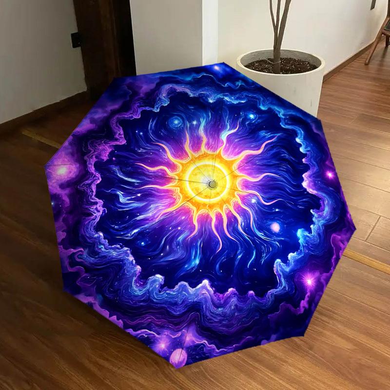 1pc Cosmic Mandala Automatic Folding Umbrella, Heavy-Duty 8-Rib Construction, Perfect for Everyday yy251114114