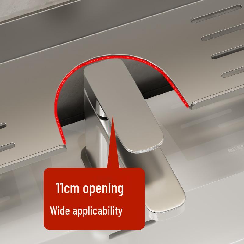 Wall-Mounted No-Drill Bathroom Vanity Shelf with Space for Faucet and Mirror