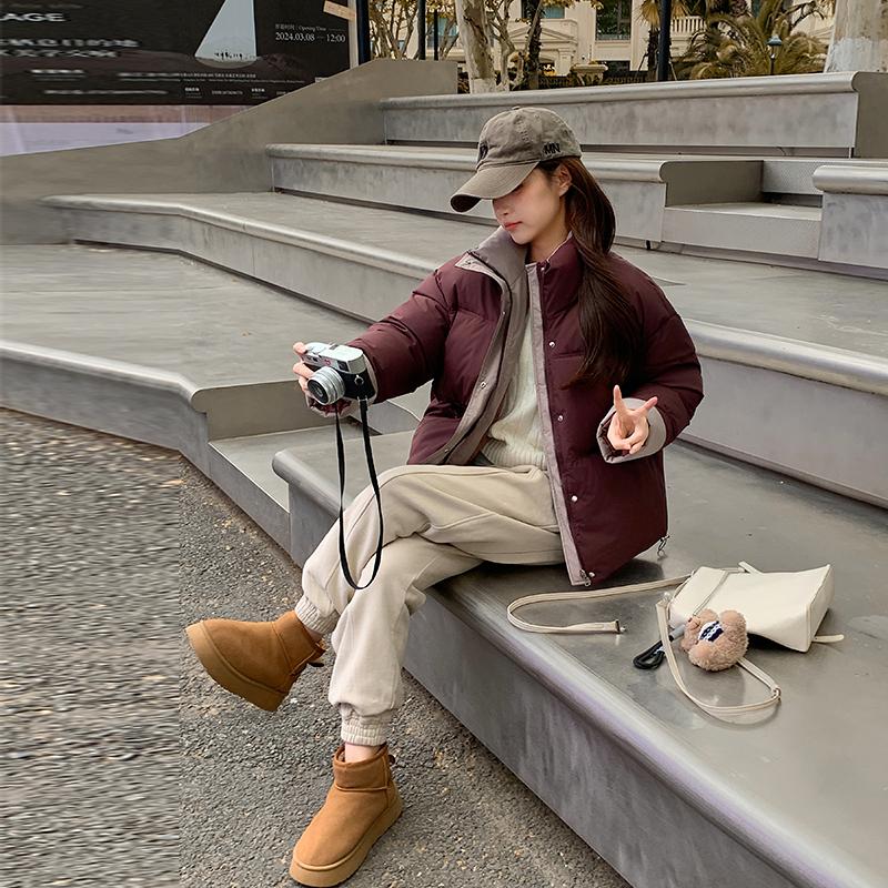 Autumn Winter Thicken Warm Parka Women Casual Solid Color Loose Short Jackets Outwear