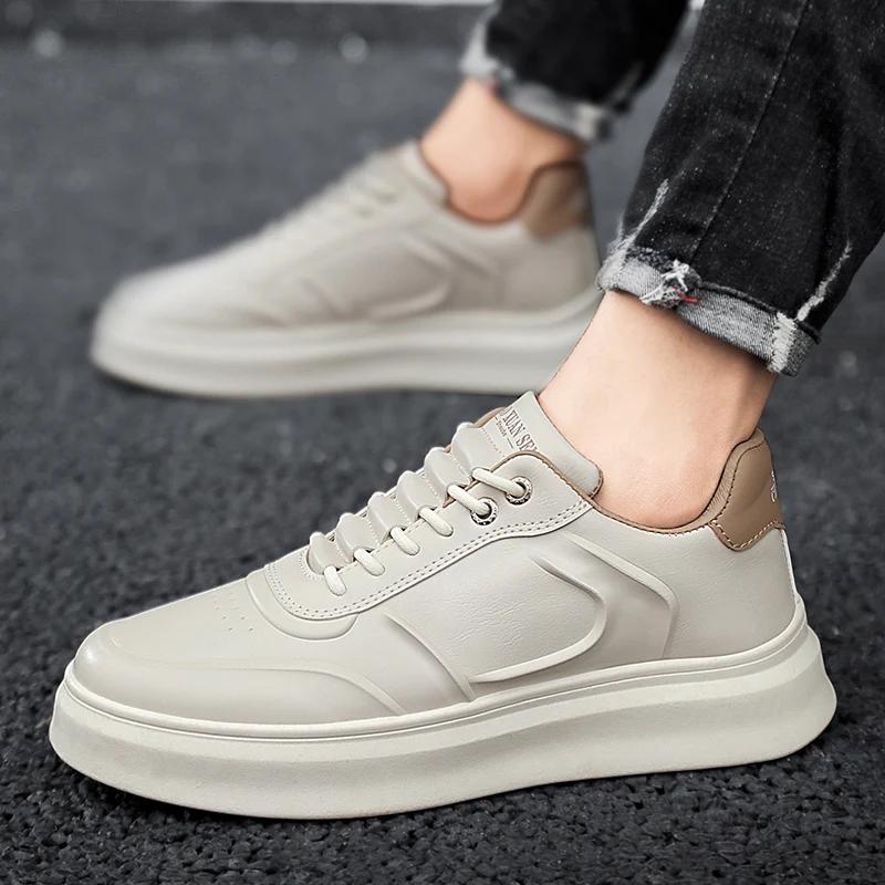 White Platform Sneakers Outdoor Casual Shoes Men's Skateboarding Shoes Breathable Sport Shoes Running Shoes Men's Tennis Shoes