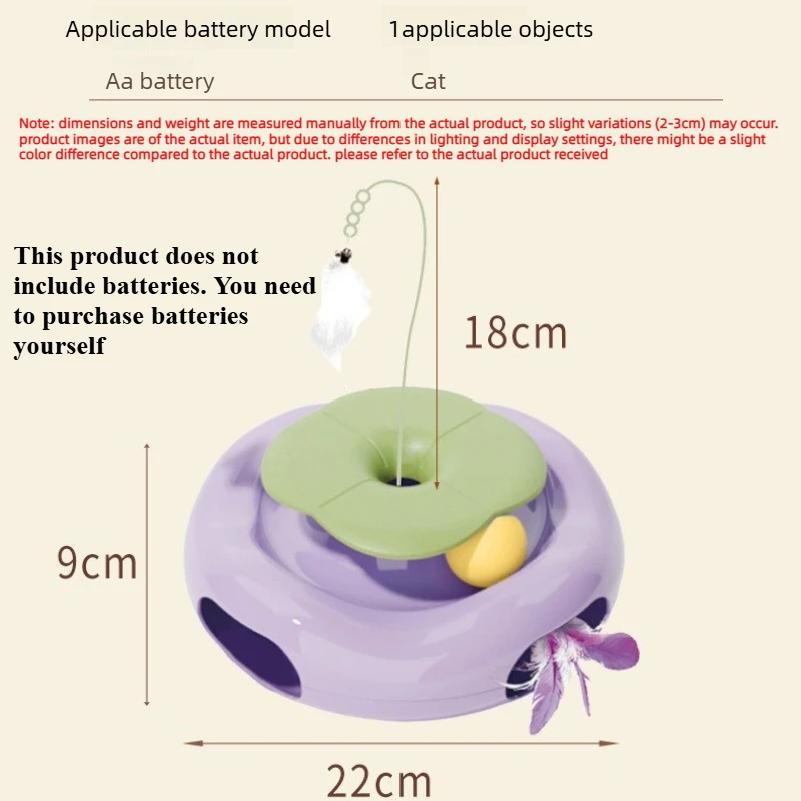 Cat Fun Plate Three Ways Cat Teaser Toy Electric Feather Training Pet Self-entertaining Gadget Cat Plates Toy Feather Accessory