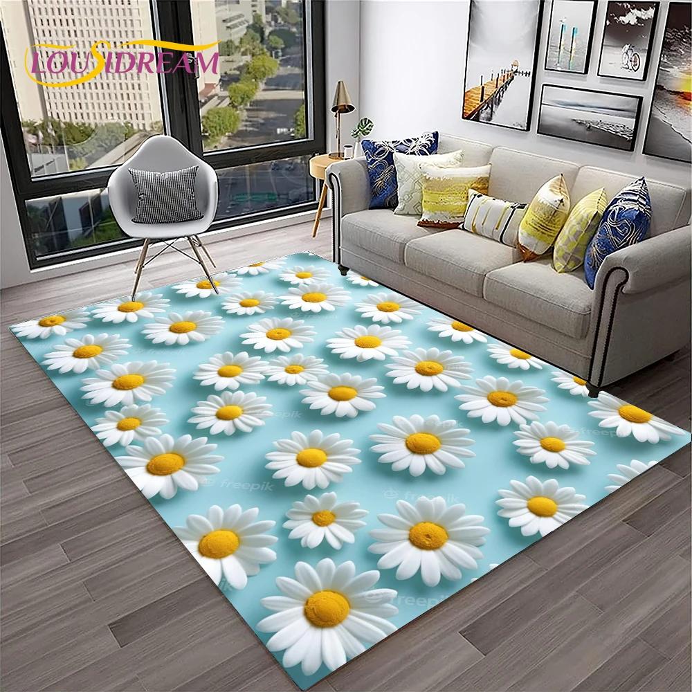 Daisy Nordic Sun Flowers  Carpet Rug for Home Living Room Bedroom Sofa Doormat Decor,kids Play Area Rug Floor Mat