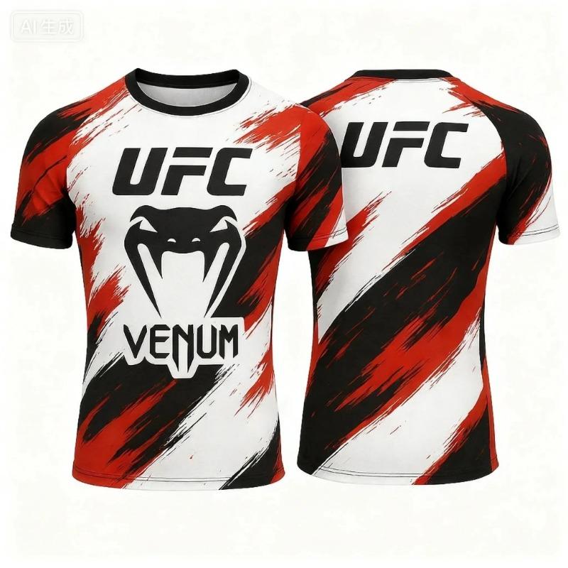 Heißer Sommer Verkauf UFC Boxen Kampf Wettbewerb Herren T-Shirt Mode Schnelltrocknend Lässig Atmungsaktiv Rundhals Kurzarm Oberteile