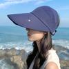 Summer Women Sun Hat with Eyeglasses 13cm Large Brim Bucket Hat Breathable Outdoor Activity Empty Top Cap Magic Tape Adjust Travel Beach Cap