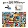 2D Retro Fitnessstudio-Kulisse, "Willkommen in unserem Familien-Fitnessstudio" Fitness-Hintergrund
