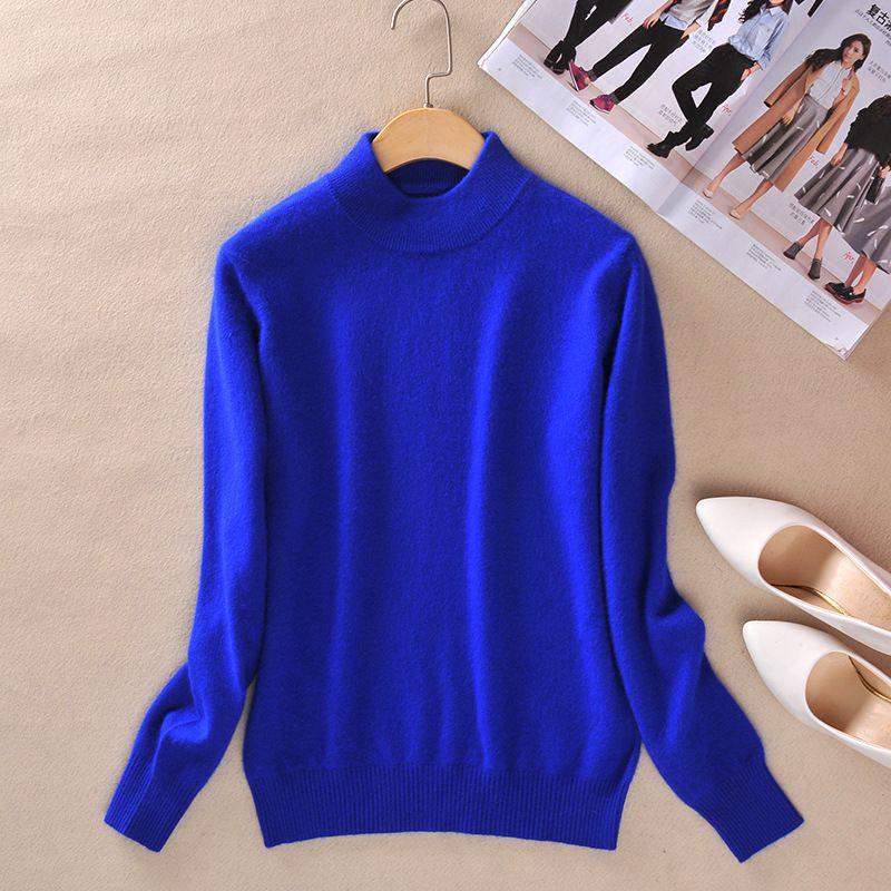 Women's Slim Cozy Knitted Half-turtleneck Cashmere Wool Jumper For Winter Warmth