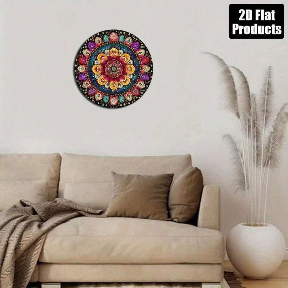 Metal Wall Art Poster Mandala Retro Flowers for Living Room Decor