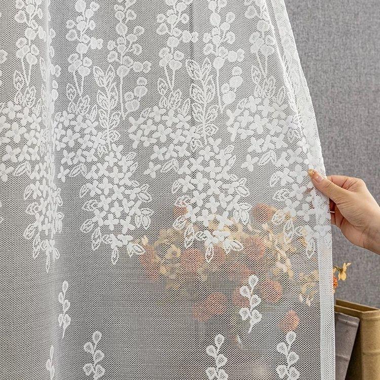 

Элегантные французские кружевные вышитые прозрачные шторы | Романтичный цветочный дизайн, легкая полиэстеровая марля для гостиной, балкона, эркерных окон и дверных проемов 300*270CM