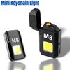 Mini Keychain Flashlight COB Portable Work Light with USB Rechargeable Outdoor Camping Fishing Pocket Lamps