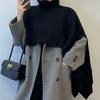 High Collar Knitted Scarf Pure Color Overcoat Style Scarf New Winter Scarf  Women