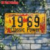11.8x5.9" 2D Flat Vintage 1969 Classic Power Metal License Plate - Rustic Yellow Aluminum Wall Art with Black Numbers