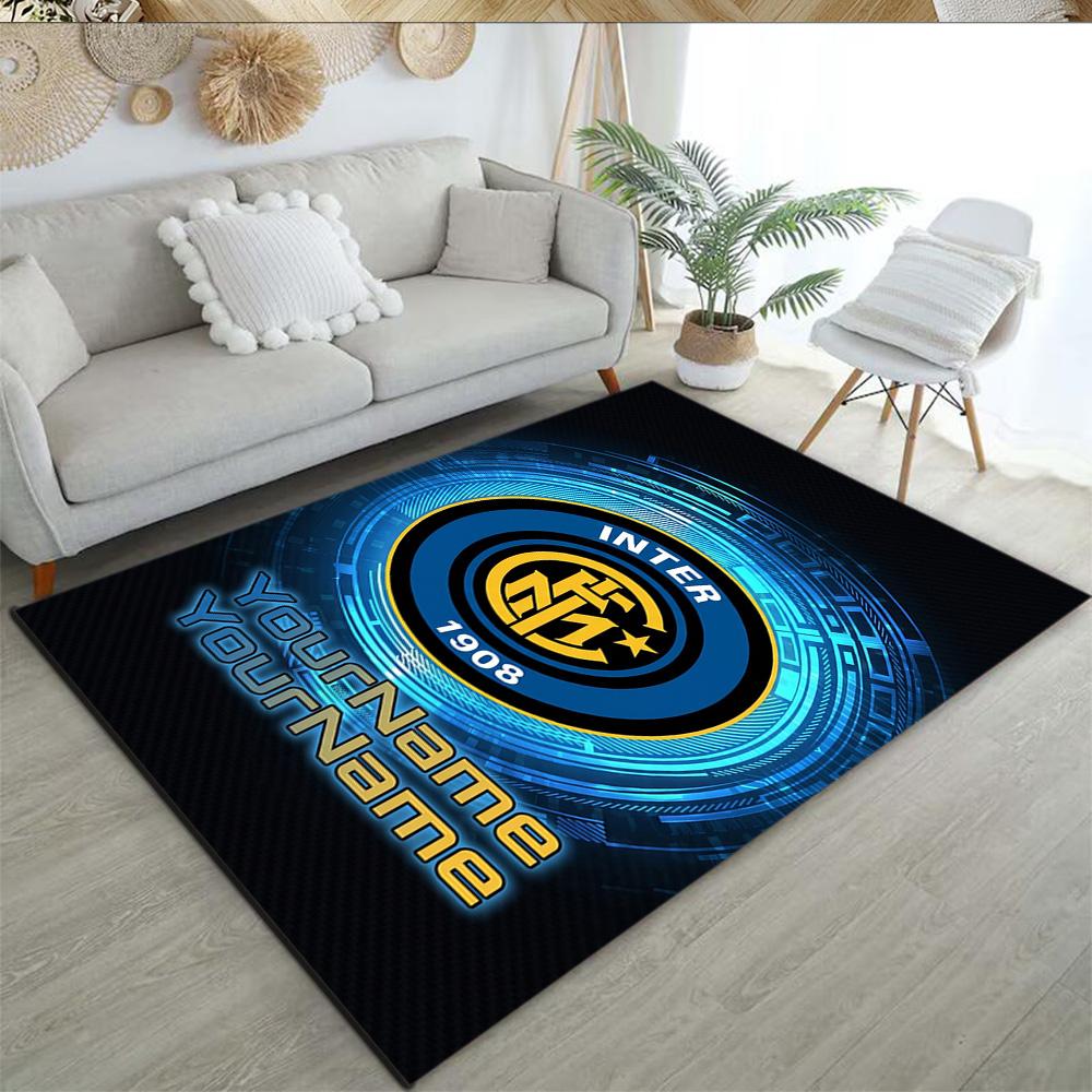 Inter Milan Personalized Name Carpet Perfect for Entryway Study room Foyer Hallway Antislip Carpet Anime Office Decor Perfect Gift for Friends & Famil