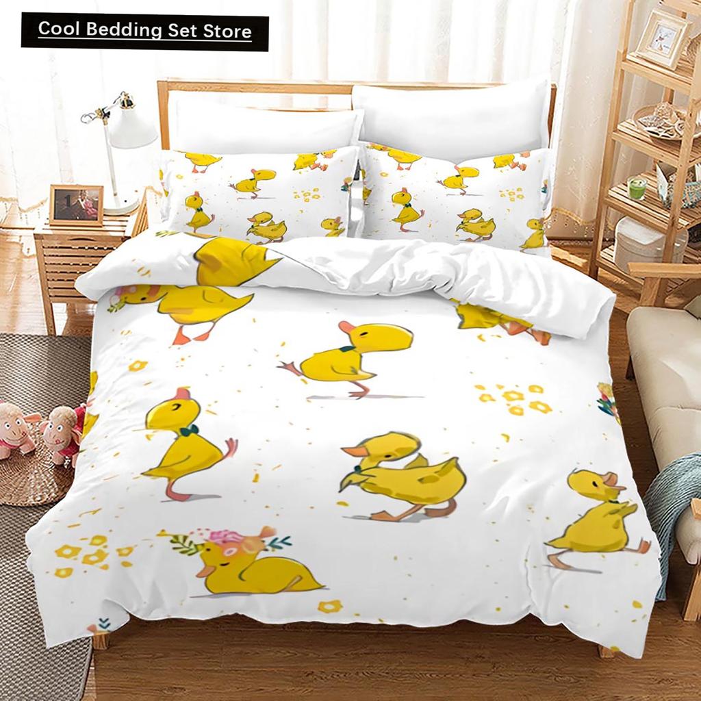 Yellow duck Bedding Set Single Twin Full Queen King Size Little duck Bed Set Aldult Kid Bedroom Duvetcover Sets 3D Print 015