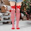 1 Pair Christmas Stockings Colorblock Striped Retro Bright Color Bow Decor Anti-slip Skinny Performances