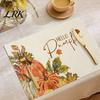Autumn Pumpkin Placemats for Dining Table Leaves Placemat, Thanksgiving Linen Washable Heat Resistant Decor Home Place Mat Fall Seasonal Protective