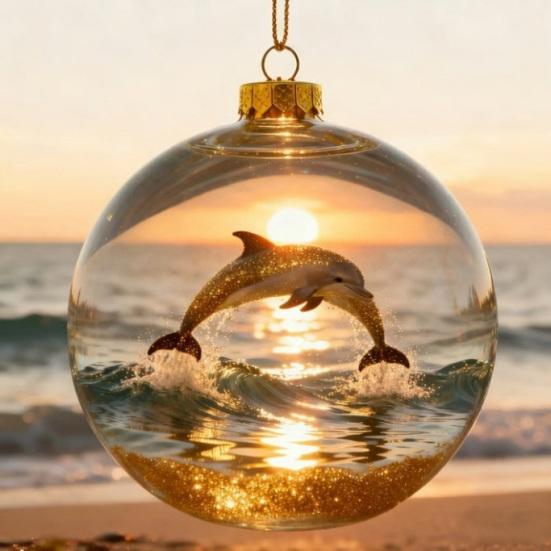 Clear Ball Ornament 3D Butterfly/Turtle/Dolphin Animal Christmas Ball Decoration Memorial Gifts for Animal Lovers