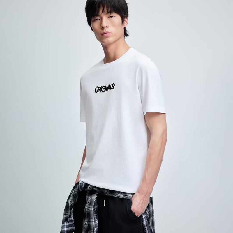 JACK&JONES Men's Cotton Letter Print Short-Sleeve T-Shirt