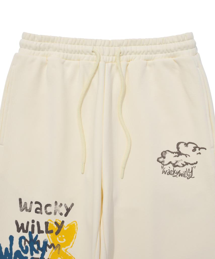 WACKY WILLY Spray Graphic Sweatpants Cream