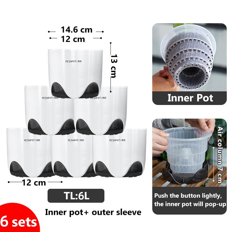 Meshpot 12 Cm Plastic Orchid Pot Inner Clear Orchid Planter Double Layer Good Outlooking Plants Container Garden Accessories