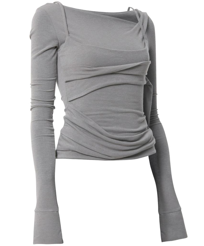 Peulleeoeob Layered Bustier Long Sleeve (Fl-105_Gray)