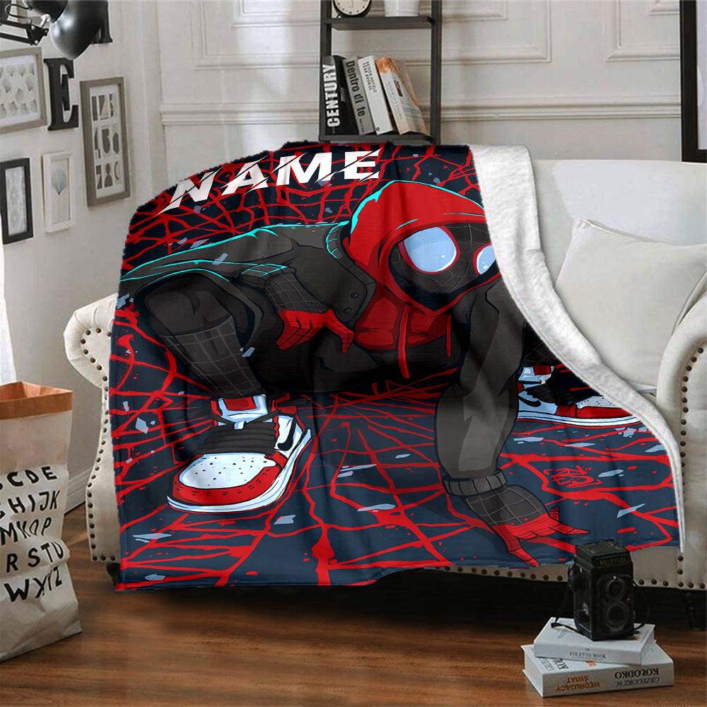 Custom Name "Spider-Man: Spider-Verse" blanket for Couch & Bed, Plush Cozy Fuzzy Blanket Super Soft & Warm Blankets for Fall and Winter. 090820
