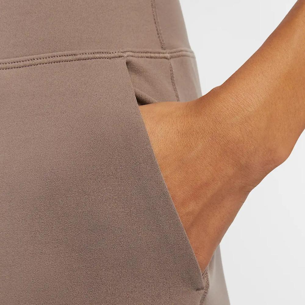 Nike Zenvy Dri-Fit High Waist Wide Leg Quick Dry Solid Color Casual Pants Women Bottoms Mink-Brown White HJ5361-233