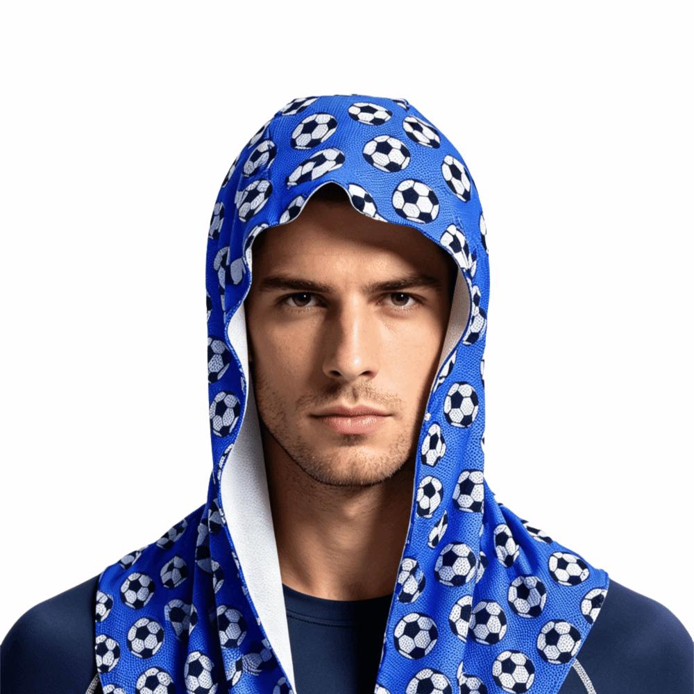Moisture-Wicking Cooling Sports Scarf Football Pattern UV Protection Towel Hooded Headscarf  Hiking