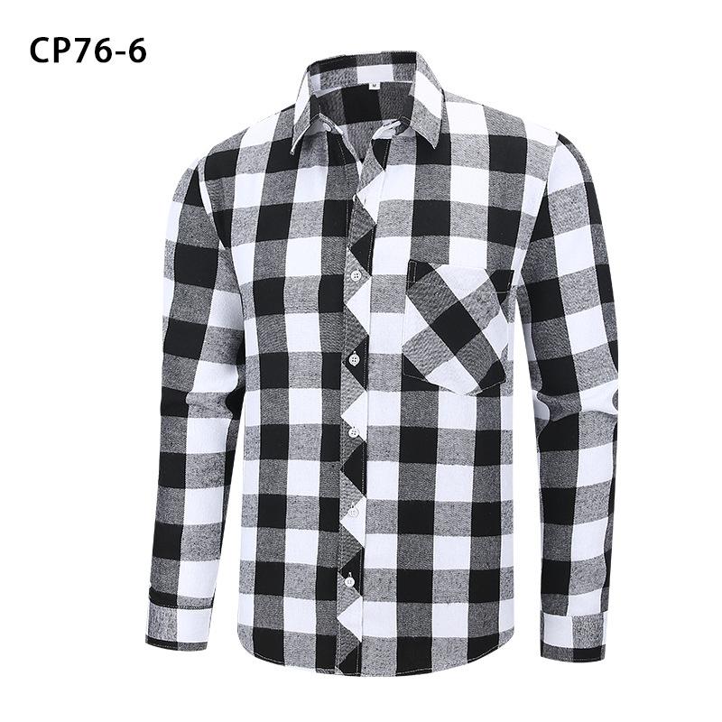 Men Casual Plaid Long Sleeve Flannel Shirt Loose Large Size Pocket Mens Outerwear