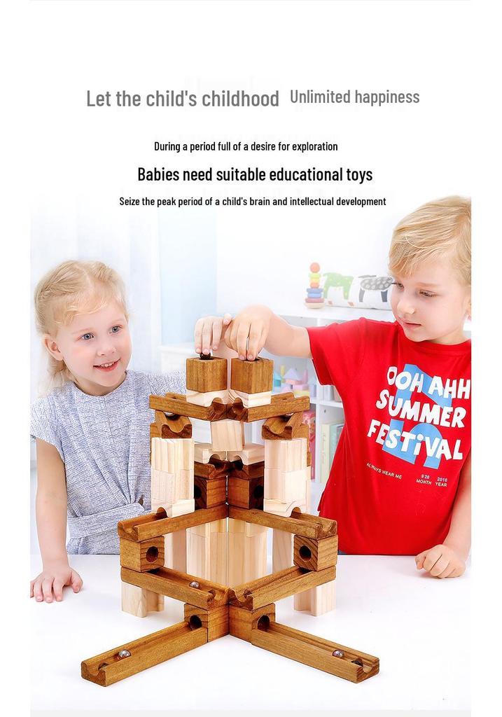 Onshine Wooden Marble Run Educational Building Blocks for Kids