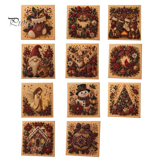 Interactive Family Crafts Christmas Faux Pearl Art Kit, Tree Wreath Painting DIY Sets Sparkling Diamond Craft Kit for Adults, Holiday Wall Decor Gift