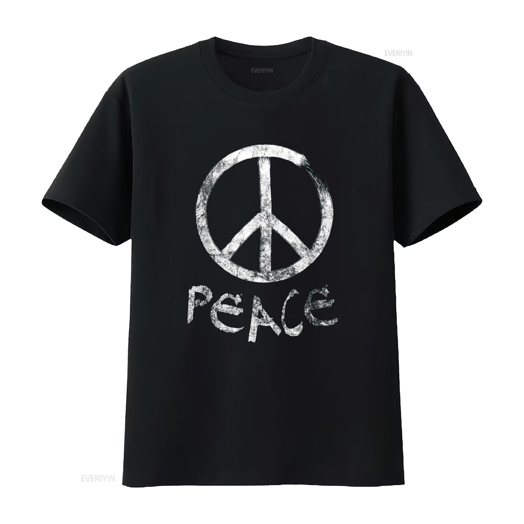 

Womens Vintage Peace Sign T Shirt vintage Washed streetwear Unisex designer clothes Comfortable Versatile Slightly graphic 4XL