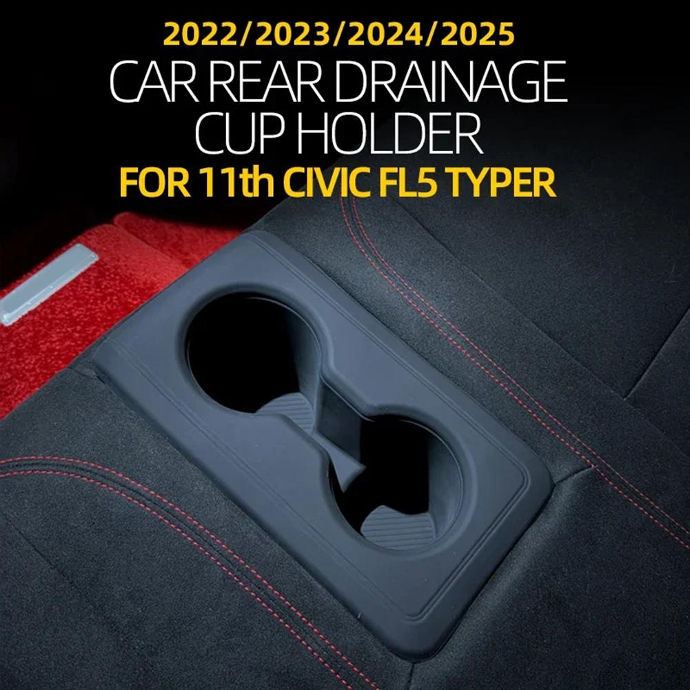 Silicone Anti Slip Rear Cup Holder Cover for Honda Civic FL5 2022 2025 Waterproof and Removable Mat for Car Interior Care