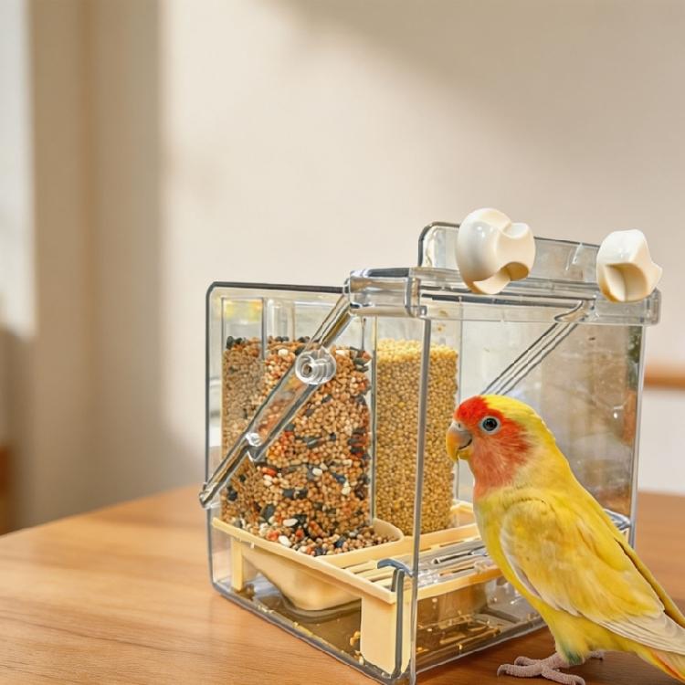 Routine Indoor Bird Feeder Bath Box with Cage Mounted Form, Viewable Housing and Service Tray for Pet Birds Indoors
