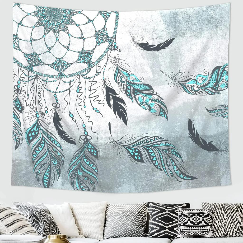Dream Catcher Tapestry Colorful Feather Tapestry Psychedelic Starry Sky Tapestry for Bedroom Living Room Dorm Wall Hanging Decor