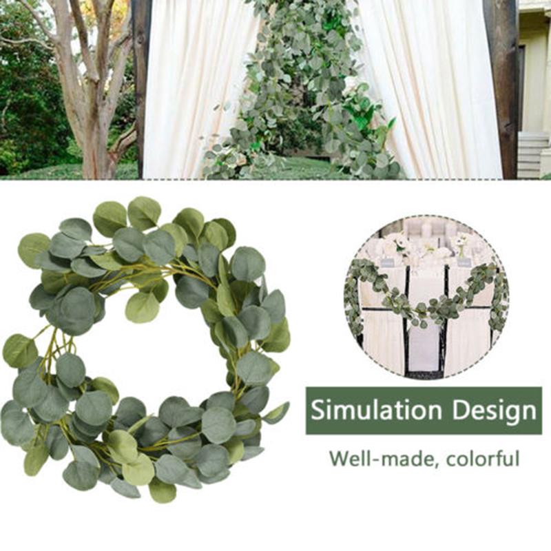 

Pdtoweb 1M Искусственный Эвкалипт Гирлянда Зеленый Лист Виноградной Листва Шелковые Листья Плюща Декор