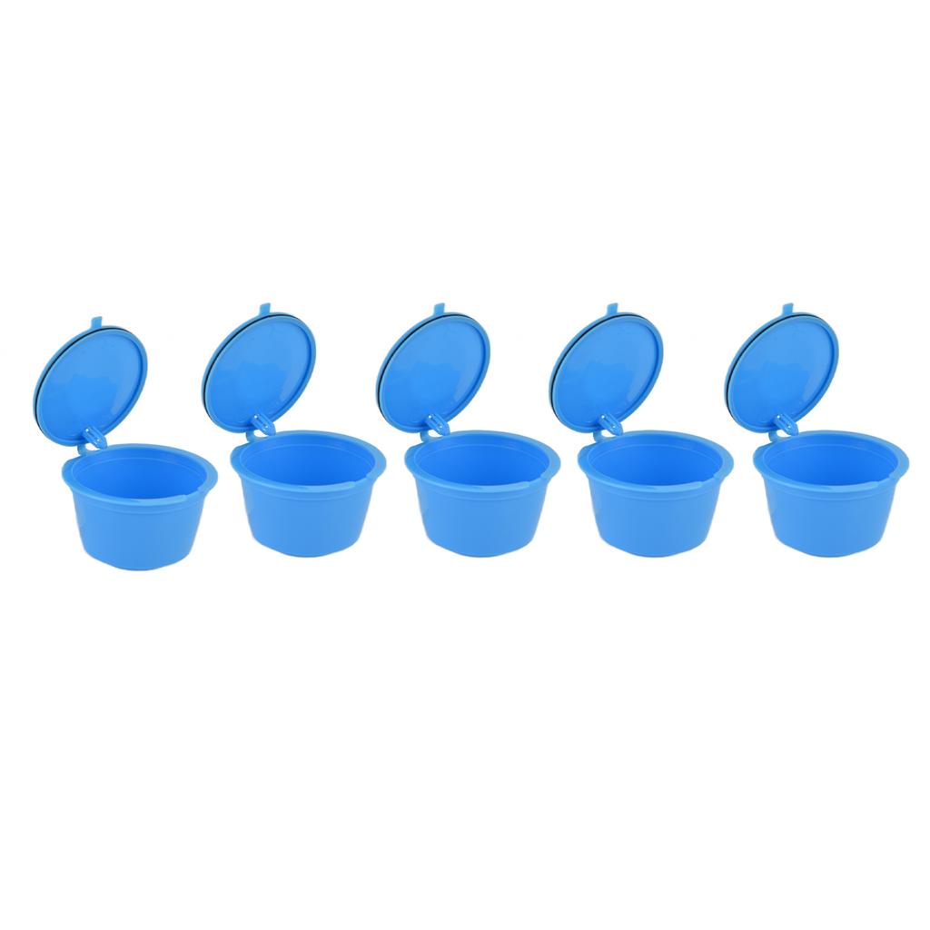 5Pcs 50ml Coffee Capsule Reusable Coffee Filter Cup with Spoon for DOLCE GUSTO Coffee MachineBlue